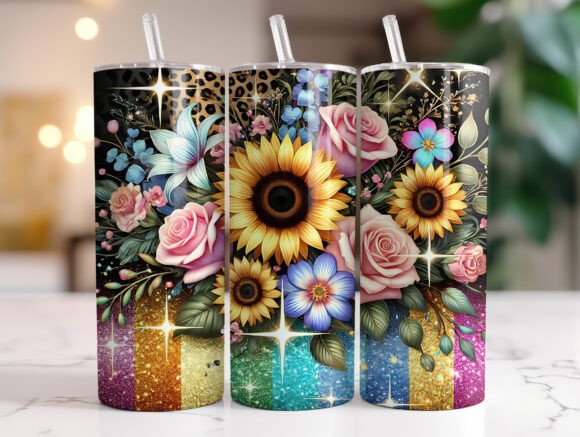 20oz Floral Tumbler Wrap Sublimation PNG