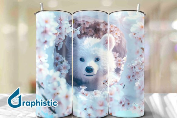 Bear Floral Break Through Tumbler PNG 27