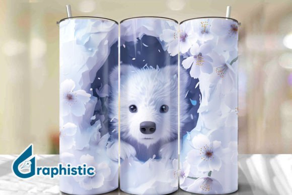 Bear Floral Break Through Tumbler PNG 37