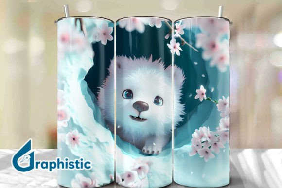 Bear Floral Break Through Tumbler PNG 39