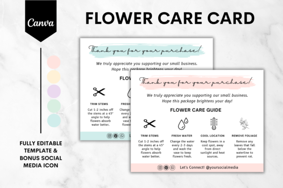 Custom Flower Care Card Canva Template 2