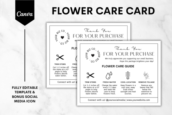 Custom Flower Care Card Canva Template 3