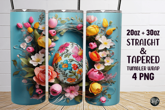 Easter Egg with Floral Tumbler Wrap 20oz