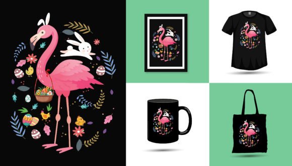 Easter Floral Flamingo T Shirt Design