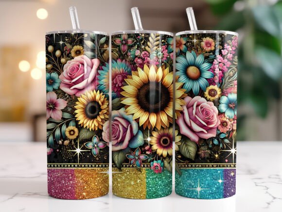 Floral 20oz Tumbler Wrap PNG Sublimation