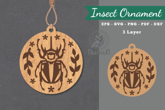 Floral Insect Laser Cut Ornament SVG 1