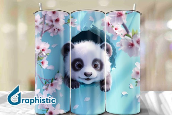 Floral Panda Break Hole Tumbler Wrap 26
