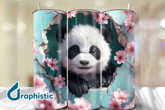 Floral Panda Break Hole Tumbler Wrap 28