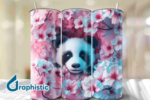 Floral Panda Break Hole Tumbler Wrap 37