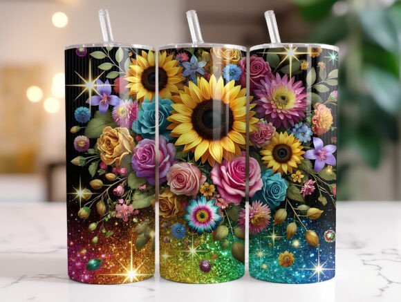 Floral Tumbler Wrap Sublimation Design