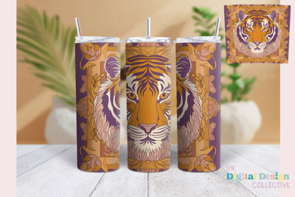 Floral Watercolor Tiger Tumbler Wrap