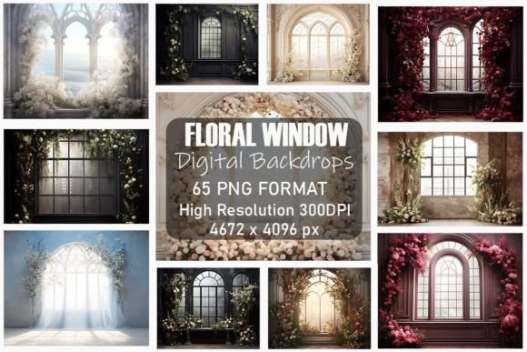 Floral Window Fine Art Backdrops Bundle