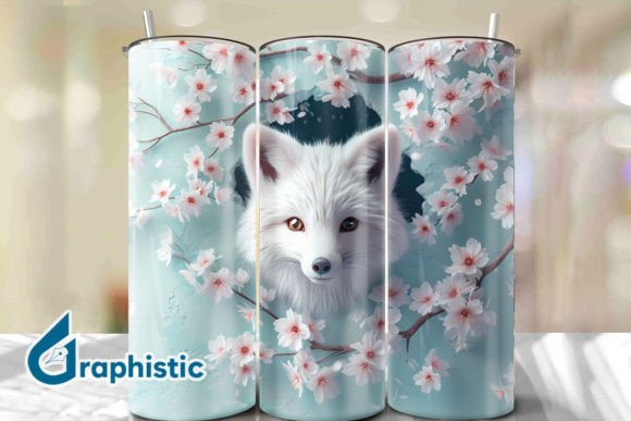 Fox Floral Break Through Tumbler PNG01