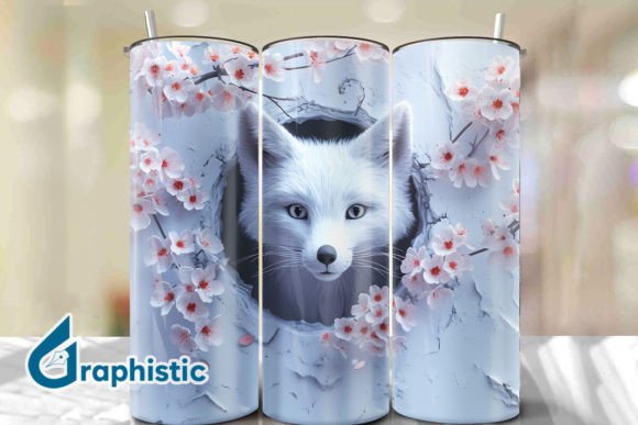 Fox Floral Break Through Tumbler PNG06