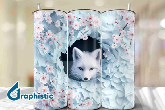 Fox Floral Break Through Tumbler PNG09
