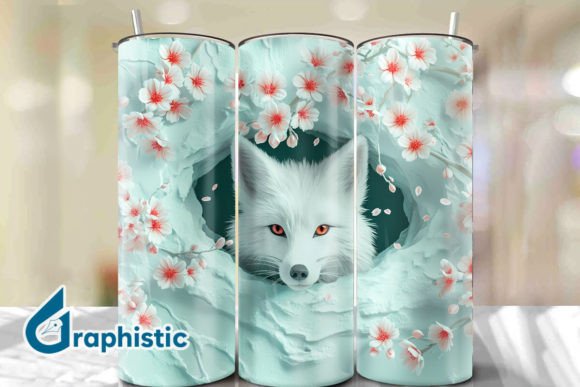 Fox Floral Break Through Tumbler PNG10
