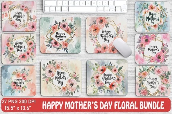 Happy Mother's Day Floral Backgrounds Bundle