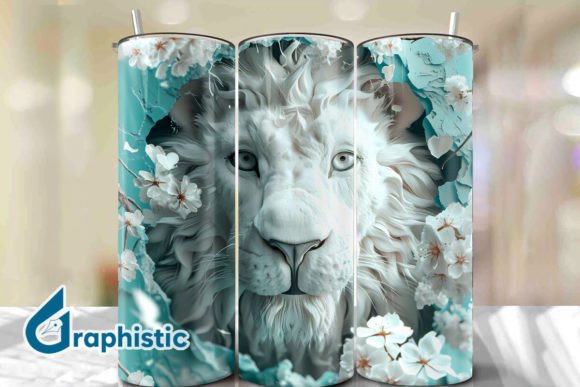 Lion Floral Break Through Tumbler PNG29