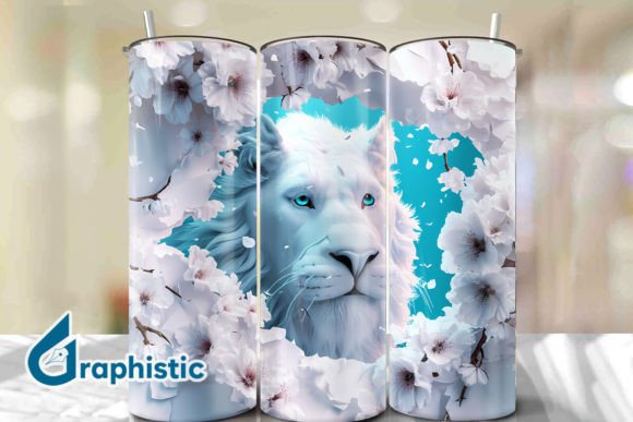 Lion Floral Break Through Tumbler PNG40
