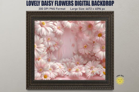 Lovely Daisy Flowers Digital Backdrop
