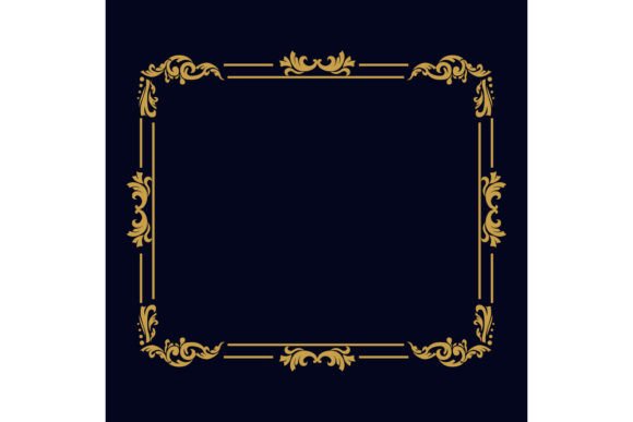 Luxury Golden Floral Pattern Border Art