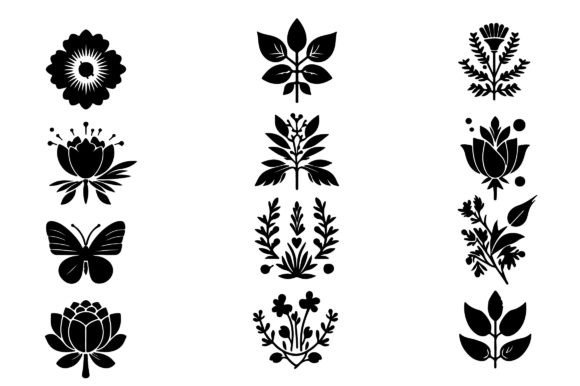 Nature Icon Butterfly Floral Editable