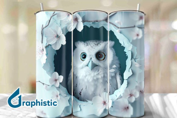 Owl Floral Break Through Tumbler PNG28