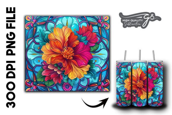 Stained Glass Floral Tumbler Wrap 30