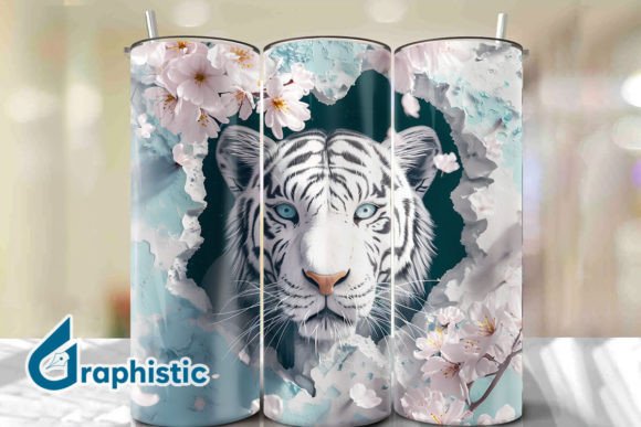 Tiger Floral Break Through Tumbler PNG24