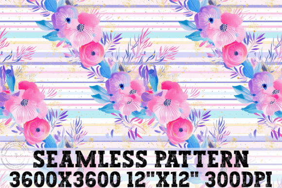 Tropical Floral Stripes Seamless Pattern