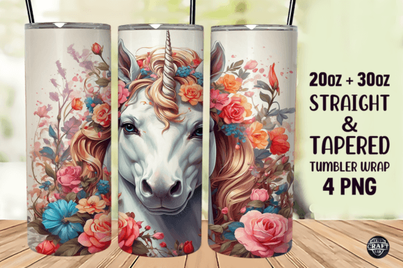 Unicorn with Spring Floral Tumbler Wrap