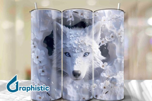 Valentine Wolf Floral Tumbler Wrap 25