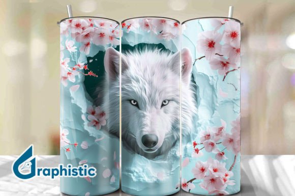 Valentine Wolf Floral Tumbler Wrap 30