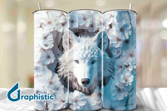 Valentine Wolf Floral Tumbler Wrap 32