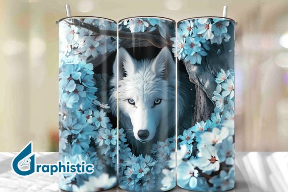 Valentine Wolf Floral Tumbler Wrap 39