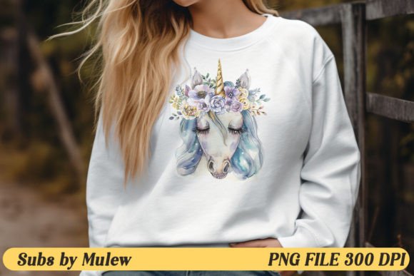Watercolor Fairy Unicorn Sublimation PNG